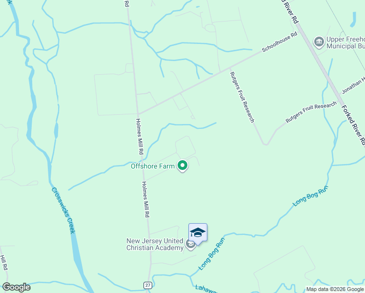 map of restaurants, bars, coffee shops, grocery stores, and more near 95 Holmes Mill Road in Upper Freehold