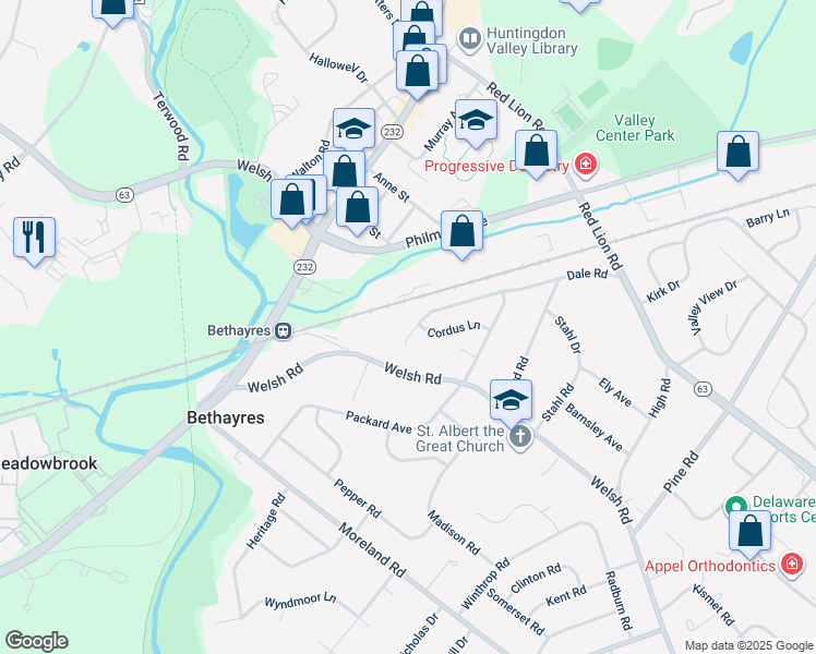 map of restaurants, bars, coffee shops, grocery stores, and more near 2270 Dale Road in Montgomery County