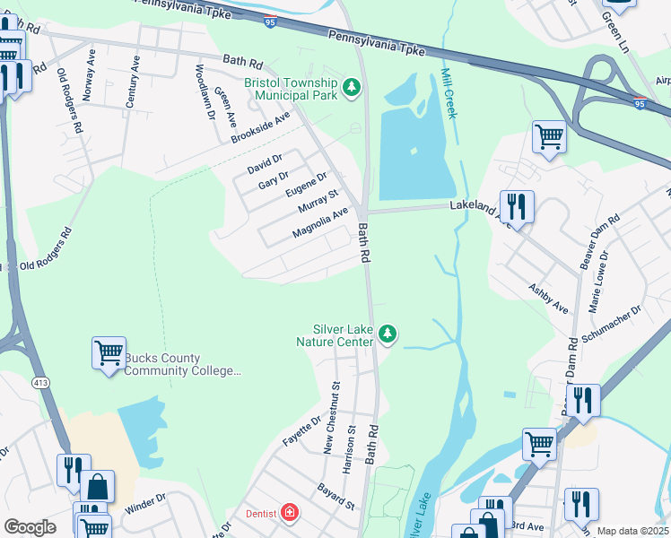 map of restaurants, bars, coffee shops, grocery stores, and more near 4700 Forest Street in Bristol