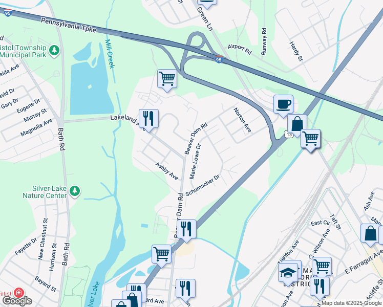 map of restaurants, bars, coffee shops, grocery stores, and more near 1229 Marie Lowe Drive in Bristol