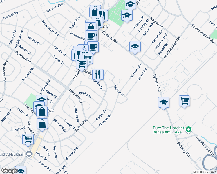 map of restaurants, bars, coffee shops, grocery stores, and more near 865 Hendrix Street in Philadelphia