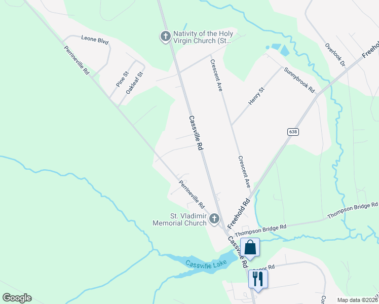 map of restaurants, bars, coffee shops, grocery stores, and more near 212 Cassville Road in Jackson Township