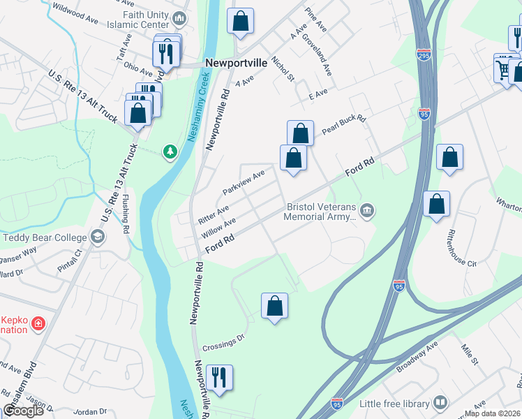 map of restaurants, bars, coffee shops, grocery stores, and more near 1922 Willow Avenue in Bristol