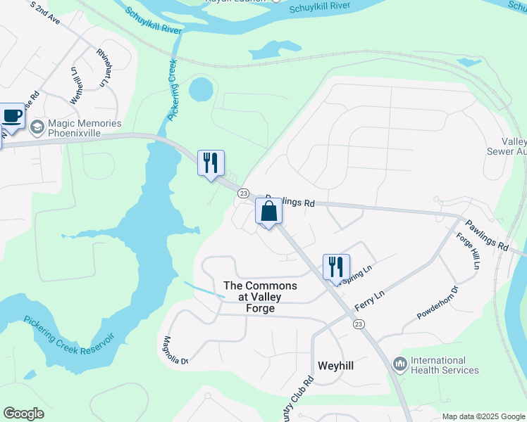 map of restaurants, bars, coffee shops, grocery stores, and more near in Chester County