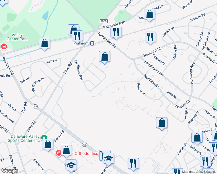 map of restaurants, bars, coffee shops, grocery stores, and more near 2749 Sunflower Way in Montgomery County