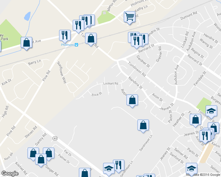 map of restaurants, bars, coffee shops, grocery stores, and more near 211 Lockart Terrace in Philadelphia