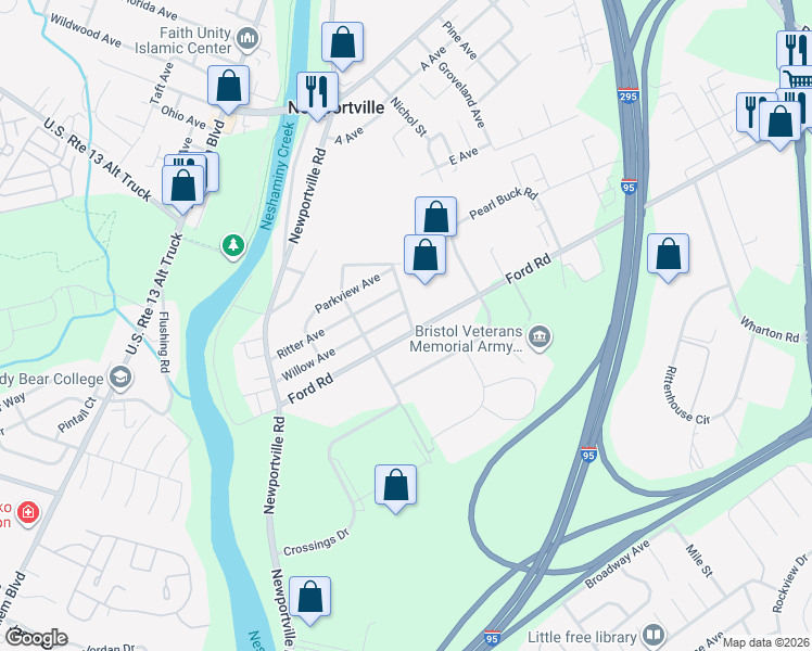 map of restaurants, bars, coffee shops, grocery stores, and more near 3112 Hilltop Avenue in Bristol