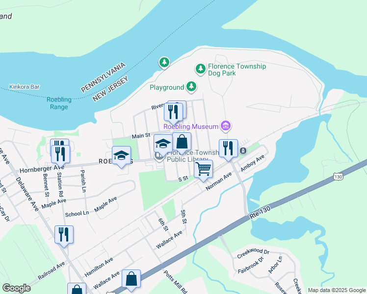 map of restaurants, bars, coffee shops, grocery stores, and more near 125 4th Avenue in Florence