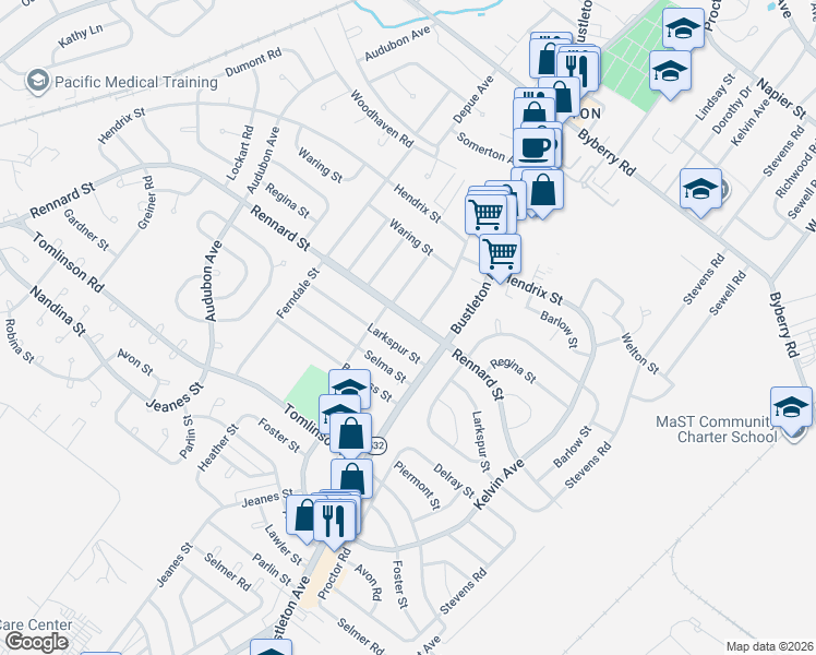 map of restaurants, bars, coffee shops, grocery stores, and more near 675 Rennard Street in Philadelphia