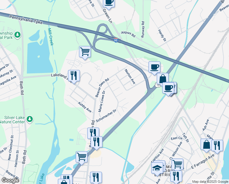 map of restaurants, bars, coffee shops, grocery stores, and more near 1206 Schumacher Dr in Bristol
