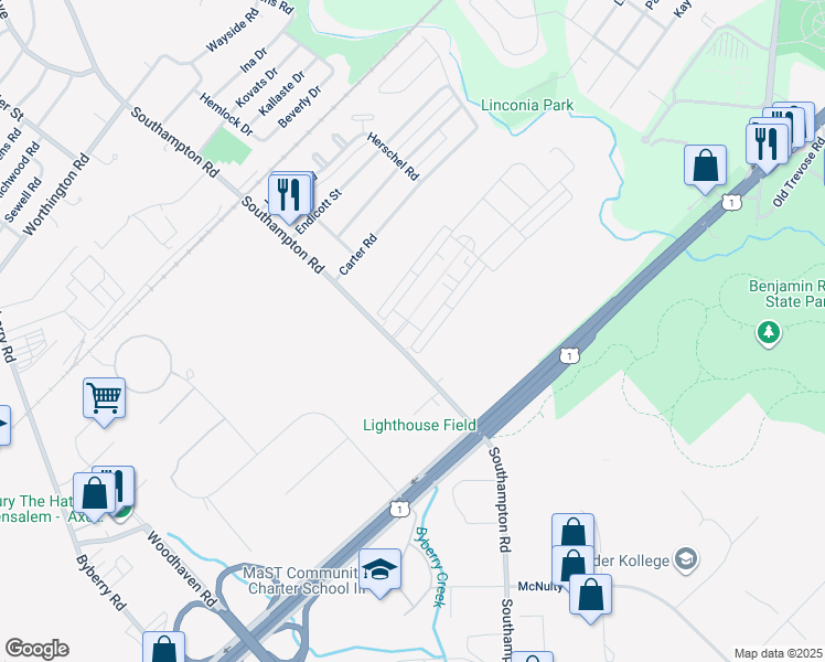 map of restaurants, bars, coffee shops, grocery stores, and more near 2682 Marigold Lane in Philadelphia