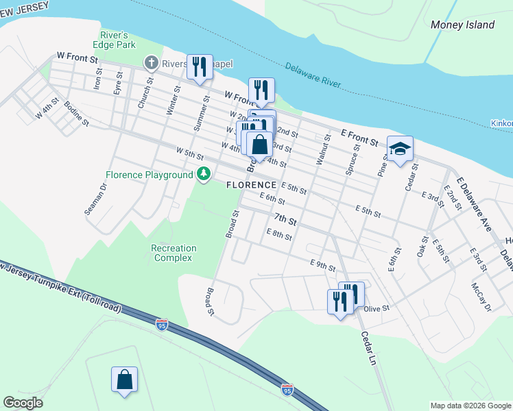 map of restaurants, bars, coffee shops, grocery stores, and more near in Florence