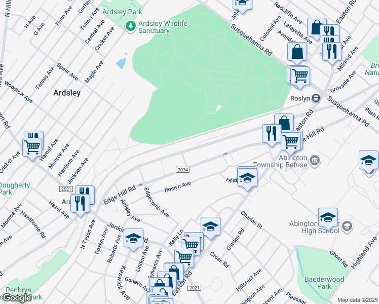 map of restaurants, bars, coffee shops, grocery stores, and more near 751 N Tyson Ave in Glenside