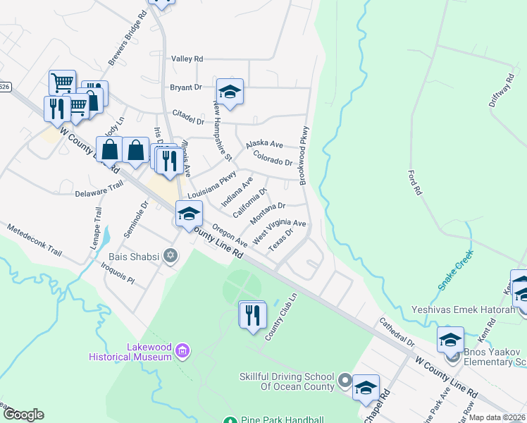 map of restaurants, bars, coffee shops, grocery stores, and more near 16 Montana Drive in Jackson