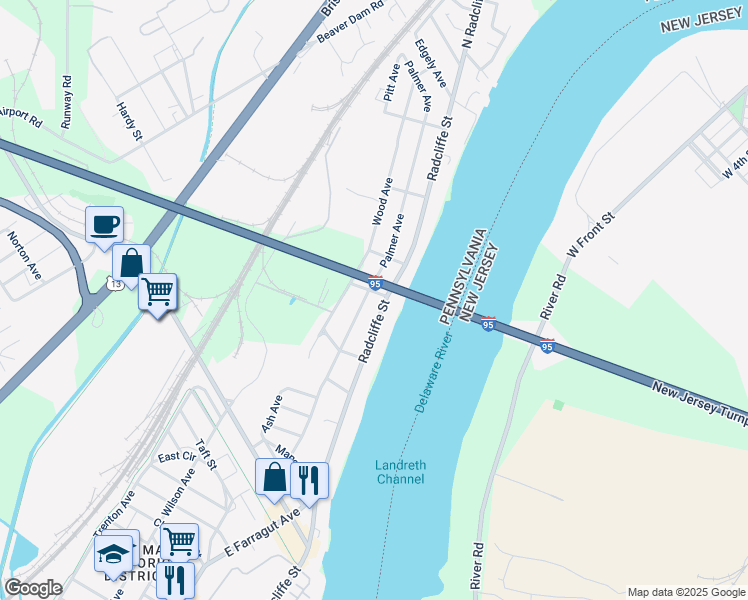 map of restaurants, bars, coffee shops, grocery stores, and more near 6629 Radcliffe St in Bristol