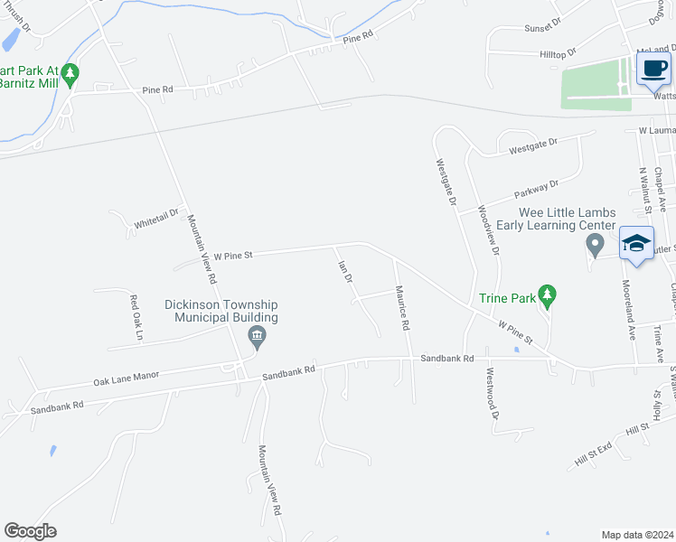 map of restaurants, bars, coffee shops, grocery stores, and more near 6 Ian Drive in Mount Holly Springs