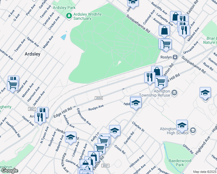 map of restaurants, bars, coffee shops, grocery stores, and more near 773 North Tyson Avenue in Glenside