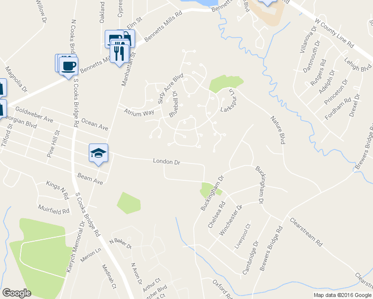 map of restaurants, bars, coffee shops, grocery stores, and more near 90 Azalea Circle in Jackson Township
