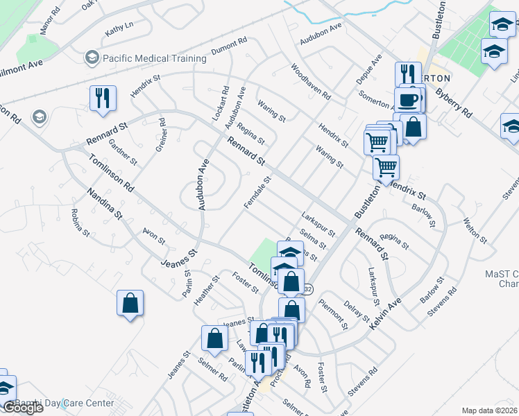 map of restaurants, bars, coffee shops, grocery stores, and more near 504 Selma Street in Philadelphia