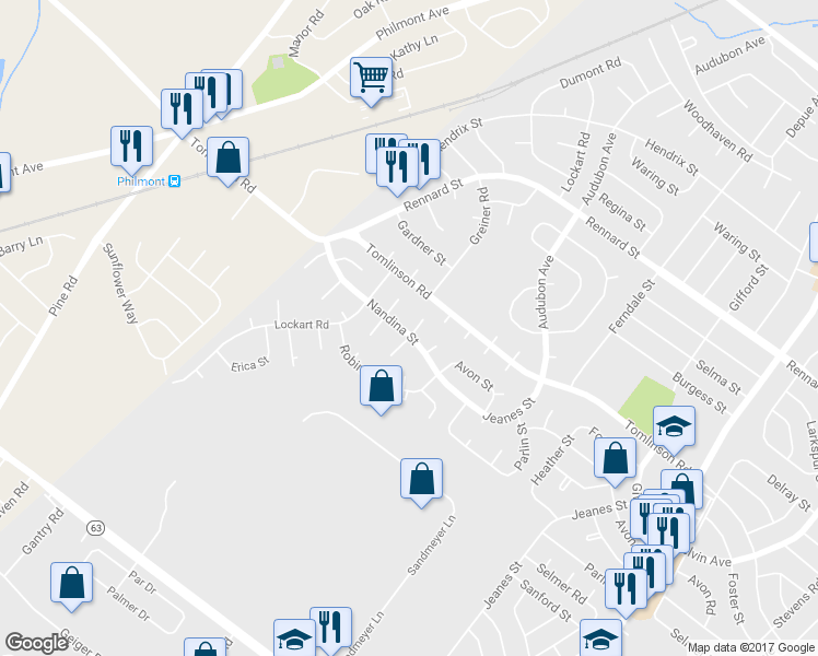 map of restaurants, bars, coffee shops, grocery stores, and more near 237 Nandina Terrace in Philadelphia