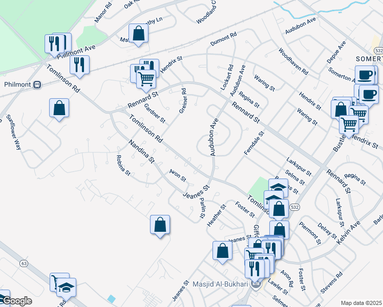 map of restaurants, bars, coffee shops, grocery stores, and more near 357 Kevin Court in Philadelphia