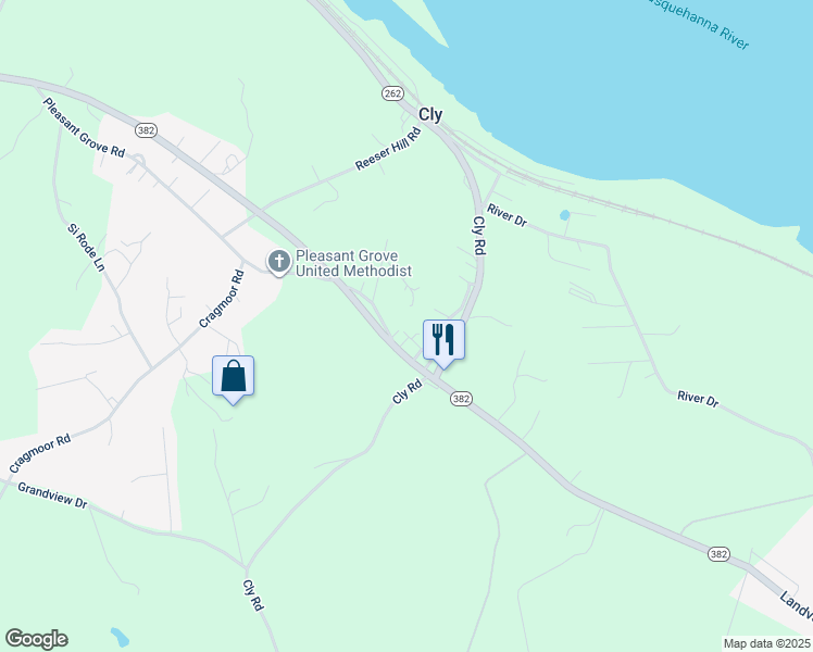 map of restaurants, bars, coffee shops, grocery stores, and more near 727 York Haven Road in York Haven