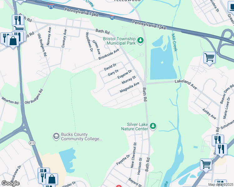 map of restaurants, bars, coffee shops, grocery stores, and more near 4619 Magnolia Ave in Bristol