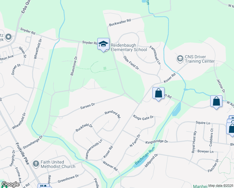 map of restaurants, bars, coffee shops, grocery stores, and more near 300 Sarsen Drive in Lititz