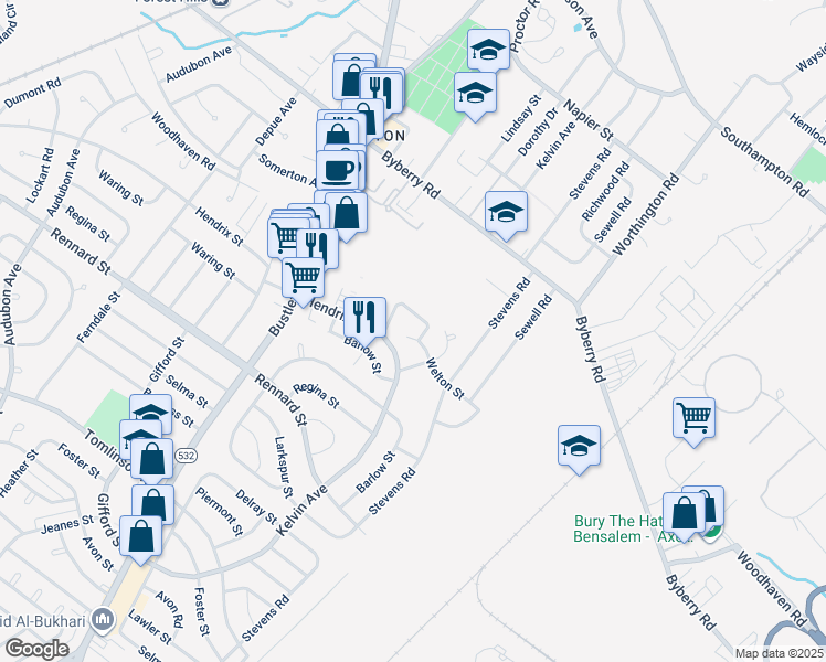 map of restaurants, bars, coffee shops, grocery stores, and more near 849 Welton Street in Philadelphia