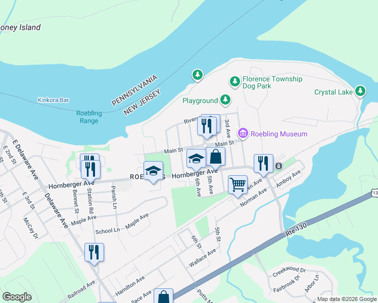 map of restaurants, bars, coffee shops, grocery stores, and more near 120 7th Avenue in Florence