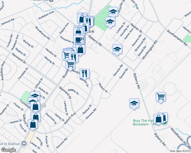 map of restaurants, bars, coffee shops, grocery stores, and more near 849 Welton Street in Philadelphia