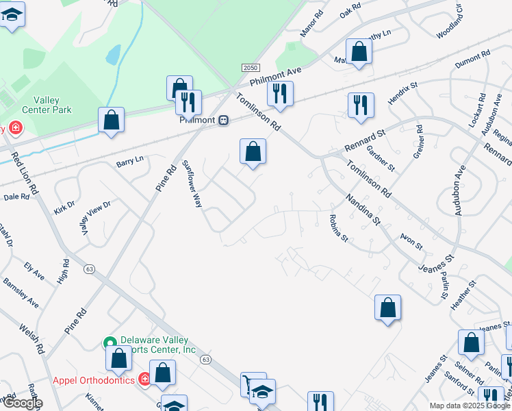map of restaurants, bars, coffee shops, grocery stores, and more near 2765 Sunflower Way in Montgomery County
