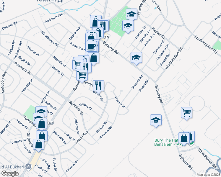map of restaurants, bars, coffee shops, grocery stores, and more near 847 Welton Street in Philadelphia