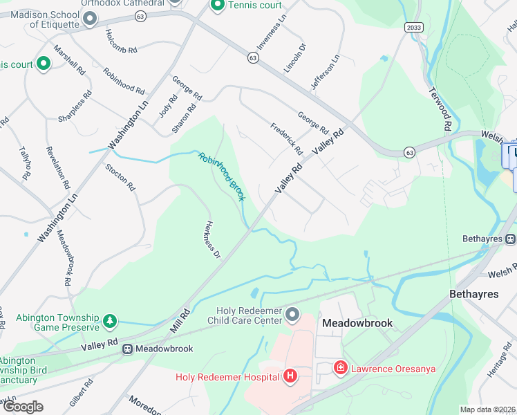map of restaurants, bars, coffee shops, grocery stores, and more near 960 Valley View Drive in Meadowbrook
