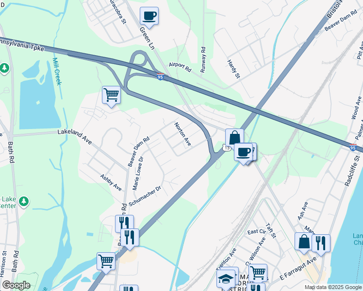 map of restaurants, bars, coffee shops, grocery stores, and more near Watson Avenue in Bristol
