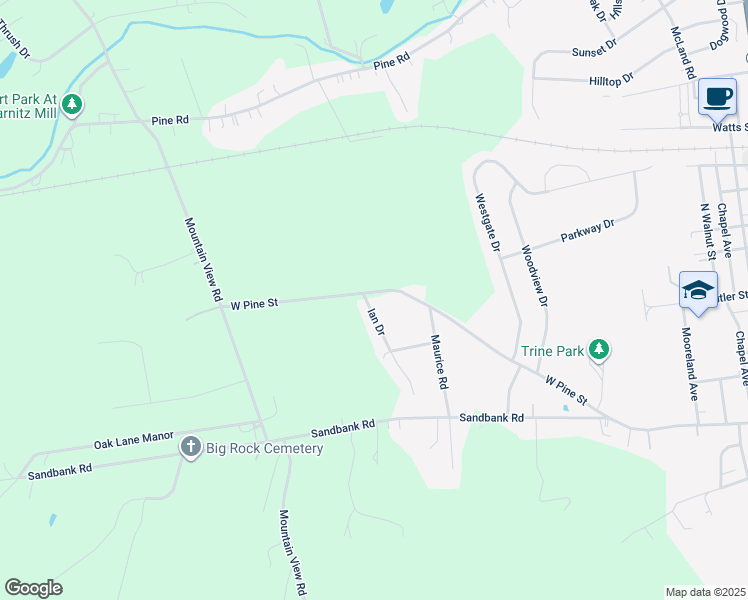 map of restaurants, bars, coffee shops, grocery stores, and more near 6 Ian Drive in Mount Holly Springs