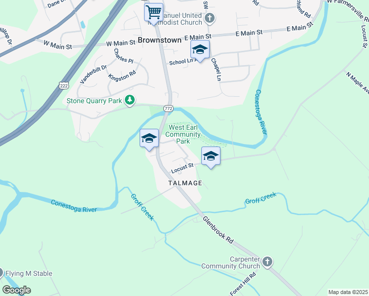 map of restaurants, bars, coffee shops, grocery stores, and more near 233 Marlou Avenue in Brownstown