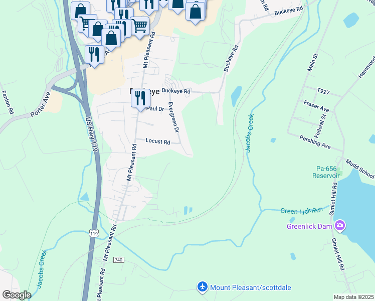 map of restaurants, bars, coffee shops, grocery stores, and more near 149 Locust Road in Mount Pleasant