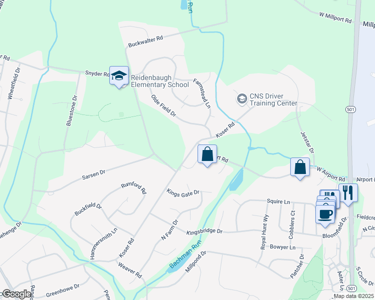 map of restaurants, bars, coffee shops, grocery stores, and more near 260 Koser Road in Lititz