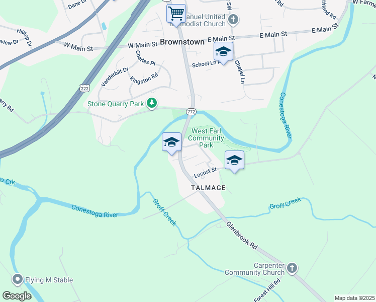 map of restaurants, bars, coffee shops, grocery stores, and more near 10 Evergreen Street in Brownstown