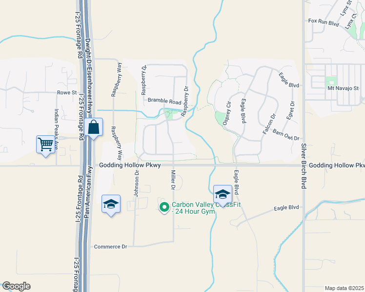 map of restaurants, bars, coffee shops, grocery stores, and more near 8022 Raspberry Drive in Longmont