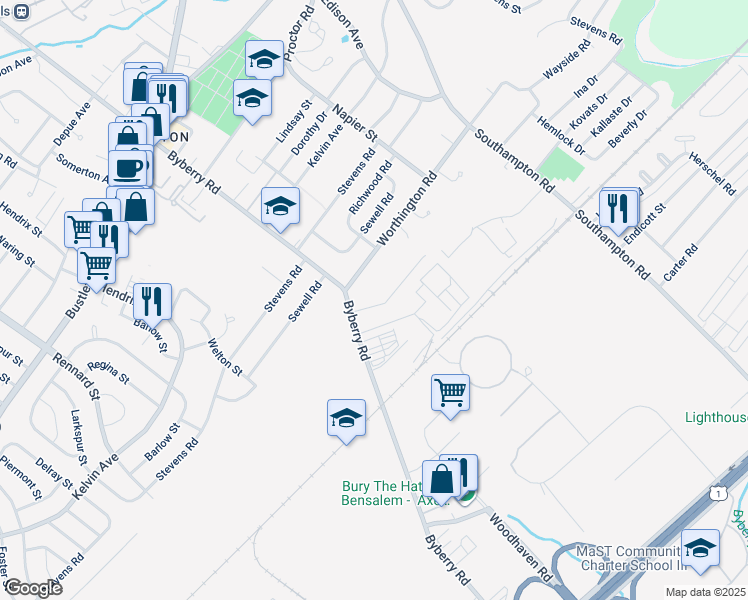 map of restaurants, bars, coffee shops, grocery stores, and more near 13014 Trina Drive in Philadelphia