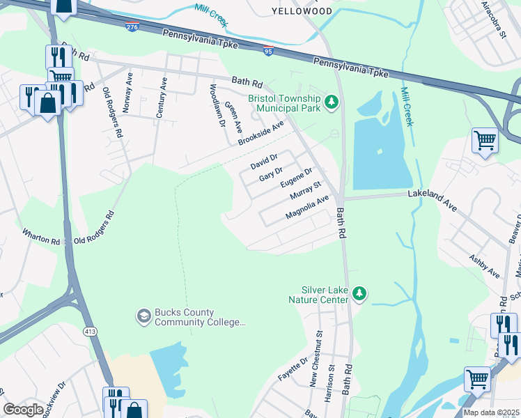 map of restaurants, bars, coffee shops, grocery stores, and more near 4609 Murray Street in Bristol