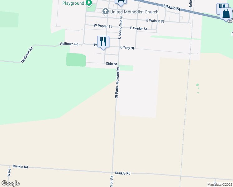 map of restaurants, bars, coffee shops, grocery stores, and more near County Highway 18 in Saint Paris
