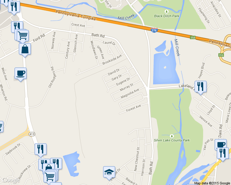 map of restaurants, bars, coffee shops, grocery stores, and more near 4626 Murray St in Bristol