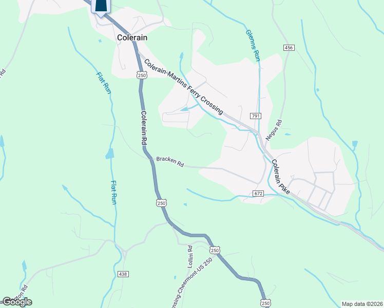 map of restaurants, bars, coffee shops, grocery stores, and more near 54161 Bracken Road in Bridgeport