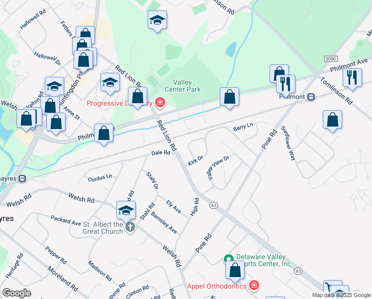 map of restaurants, bars, coffee shops, grocery stores, and more near 286 Betsy Road in Montgomery County