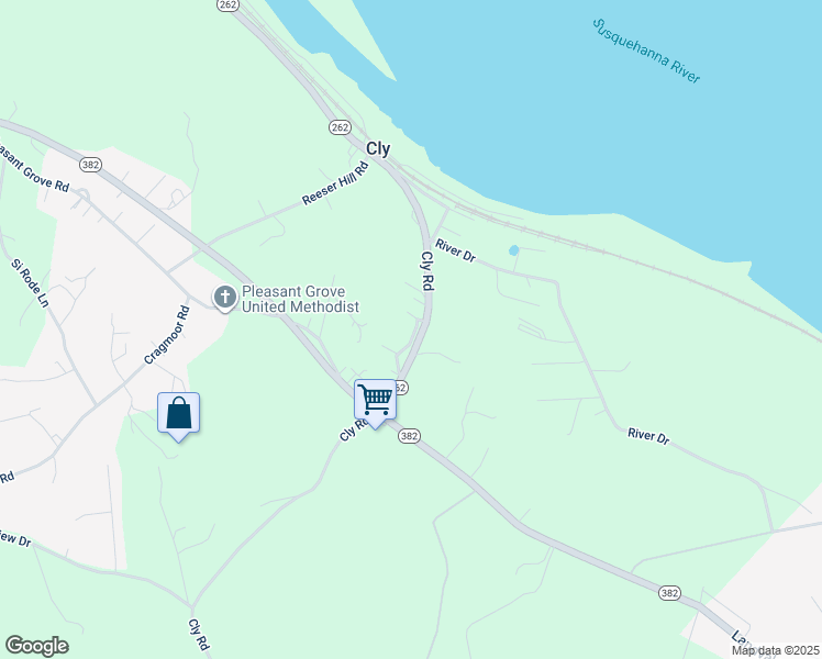 map of restaurants, bars, coffee shops, grocery stores, and more near 1385 Cly Road in York Haven