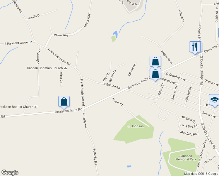 map of restaurants, bars, coffee shops, grocery stores, and more near 26 North Boston Road in Jackson