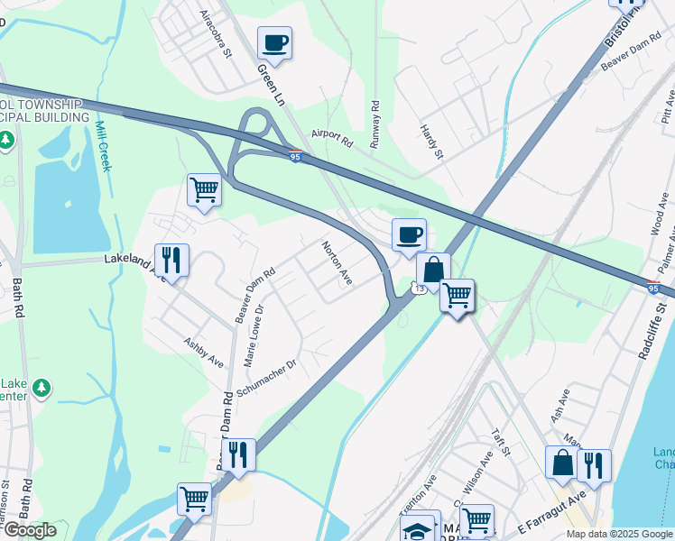 map of restaurants, bars, coffee shops, grocery stores, and more near 1233 Norton Avenue in Bristol
